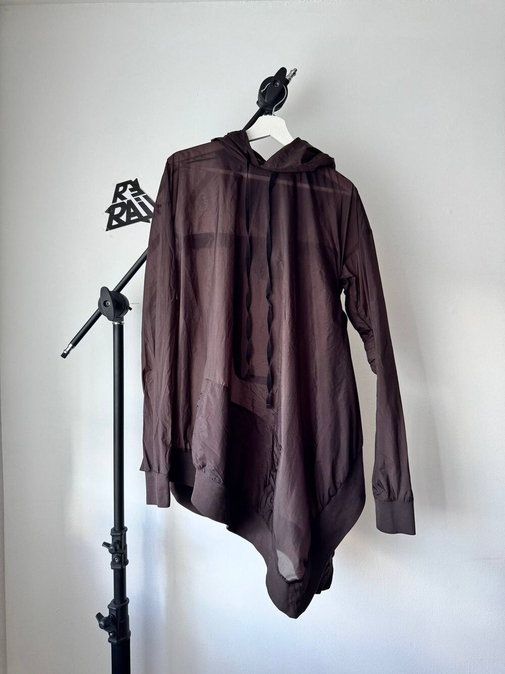 Unravel Project Brown Sheer Nylon Packable Hooded Jacket
